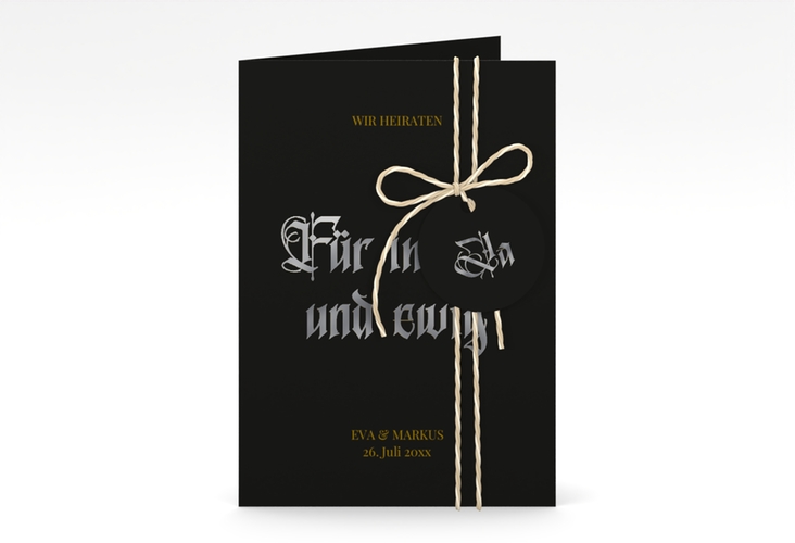 Einladungskarte Hochzeit Wednesday A6 Klappkarte hoch silber