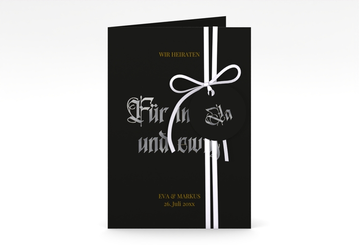 Einladungskarte Hochzeit Wednesday A6 Klappkarte hoch silber