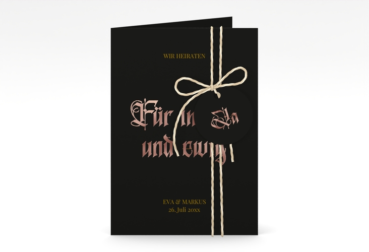 Einladungskarte Hochzeit Wednesday A6 Klappkarte hoch rosegold