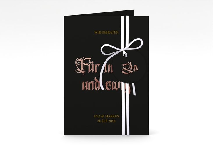 Einladungskarte Hochzeit Wednesday A6 Klappkarte hoch rosegold