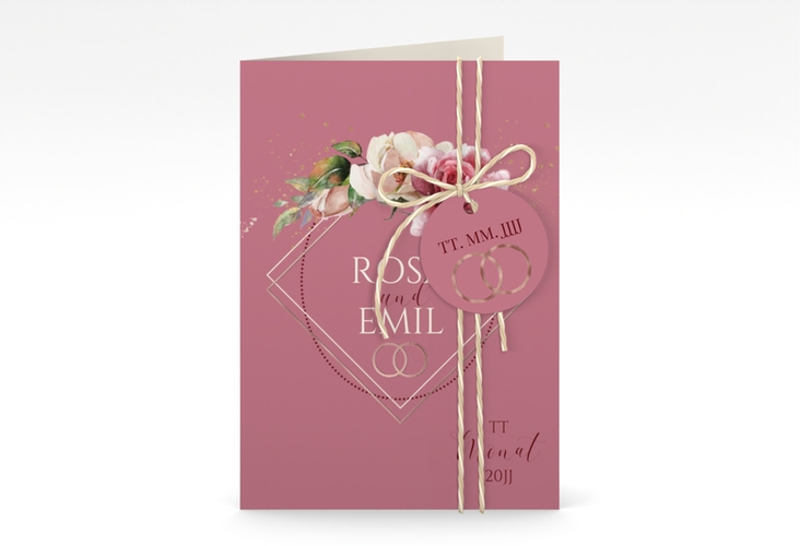 Einladungskarte Hochzeit Rosenbogen A6 Klappkarte hoch rosegold