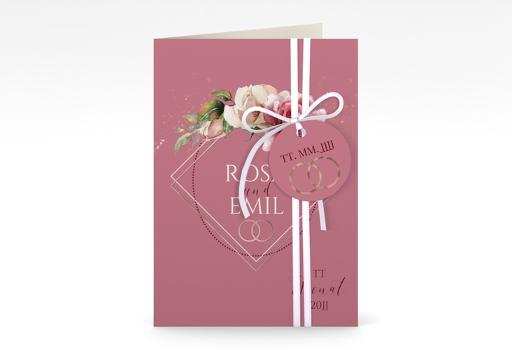 Einladungskarte Hochzeit Rosenbogen A6 Klappkarte hoch rosegold