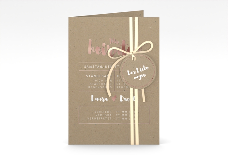 Einladungskarte Hochzeit Letterbox A6 Klappkarte hoch rosegold