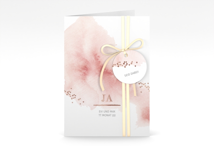 Einladungskarte Hochzeit Pastell A6 Klappkarte hoch rosegold