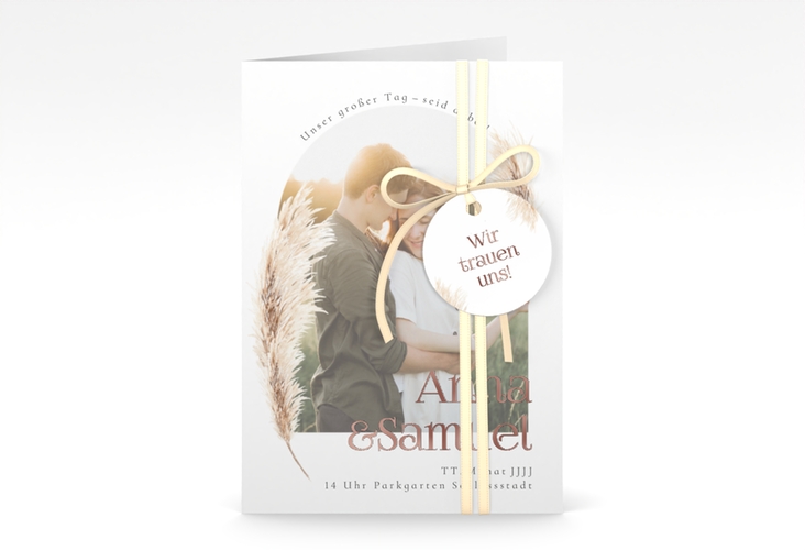 Einladungskarte Hochzeit Boholove A6 Klappkarte hoch rosegold