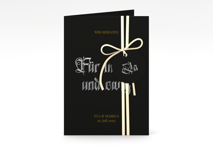 Einladungskarte Hochzeit Wednesday A6 Klappkarte hoch silber