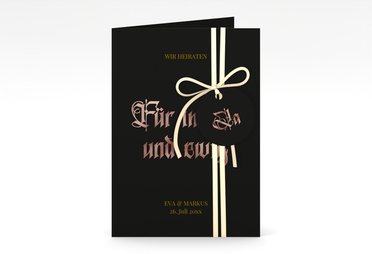 Einladungskarte Hochzeit Wednesday A6 Klappkarte hoch rosegold