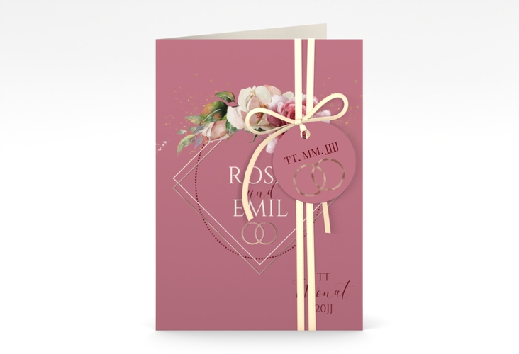 Einladungskarte Hochzeit Rosenbogen A6 Klappkarte hoch rosegold