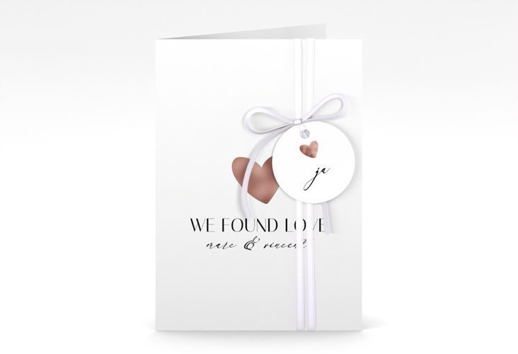 Einladungskarte Hochzeit Liebesbote A6 Klappkarte hoch rosegold