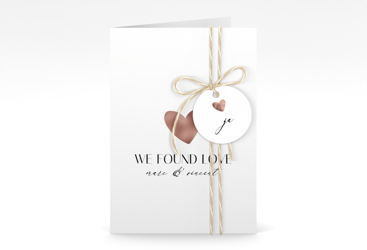 Einladungskarte Hochzeit Liebesbote A6 Klappkarte hoch rosegold