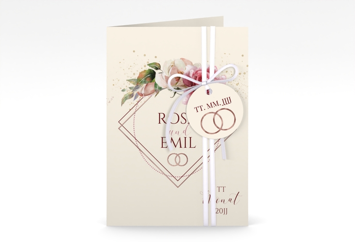 Einladungskarte Hochzeit Rosenbogen A6 Klappkarte hoch rosegold