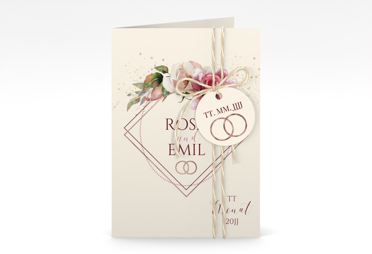Einladungskarte Hochzeit Rosenbogen A6 Klappkarte hoch rosegold