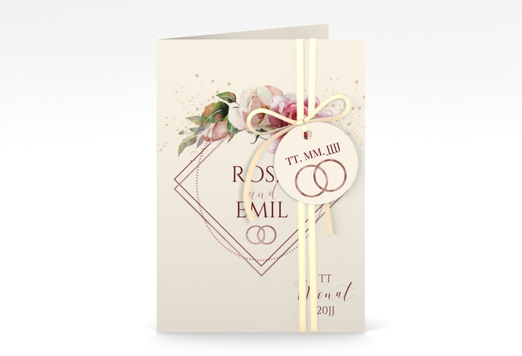 Einladungskarte Hochzeit Rosenbogen A6 Klappkarte hoch rosegold