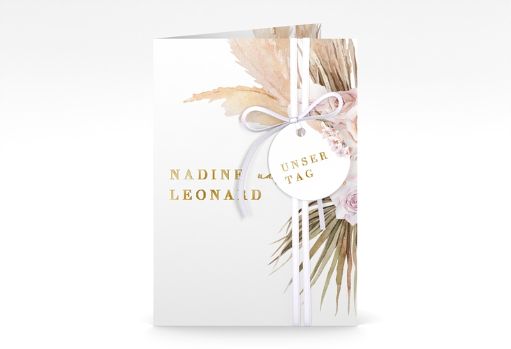 Einladungskarte Hochzeit Nude A6 Klappkarte hoch gold