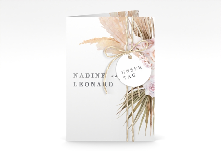 Einladungskarte Hochzeit Nude A6 Klappkarte hoch silber