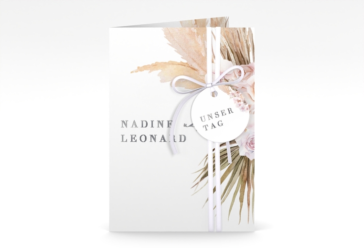 Einladungskarte Hochzeit Nude A6 Klappkarte hoch silber