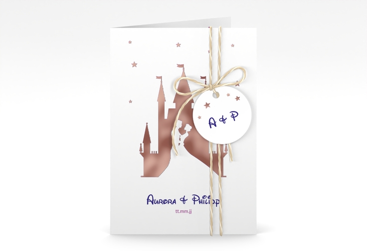 Einladungskarte Hochzeit Castle A6 Klappkarte hoch rosegold