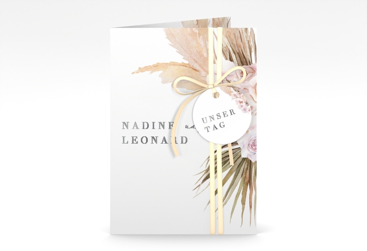 Einladungskarte Hochzeit Nude A6 Klappkarte hoch silber