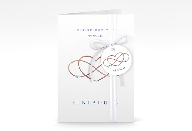 Einladungskarte Hochzeit Infinity A6 Klappkarte hoch rosegold