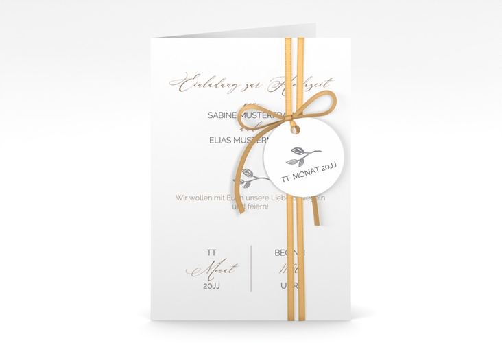 Einladungskarte Hochzeit Plain A6 Klappkarte hoch silber