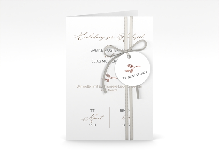 Einladungskarte Hochzeit Plain A6 Klappkarte hoch rosegold