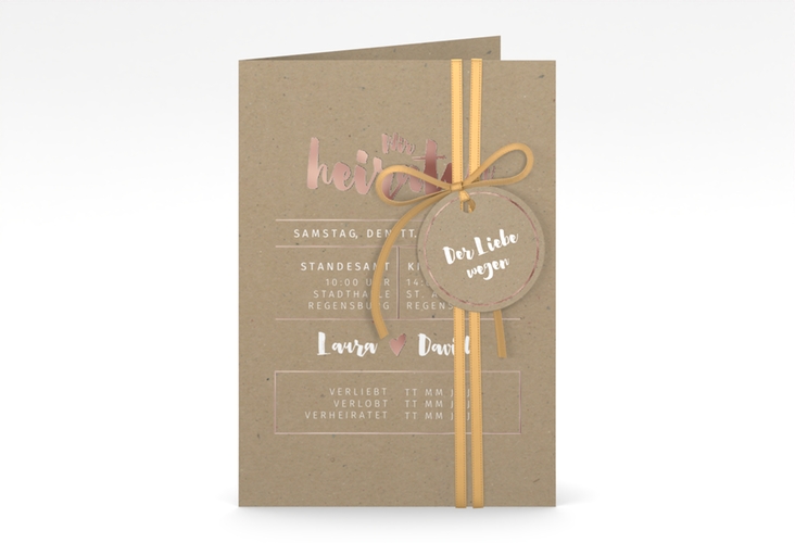 Einladungskarte Hochzeit Letterbox A6 Klappkarte hoch rosegold