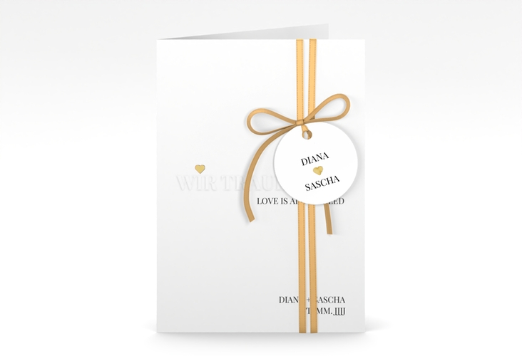 Einladungskarte Hochzeit Embossing A6 Klappkarte hoch gold