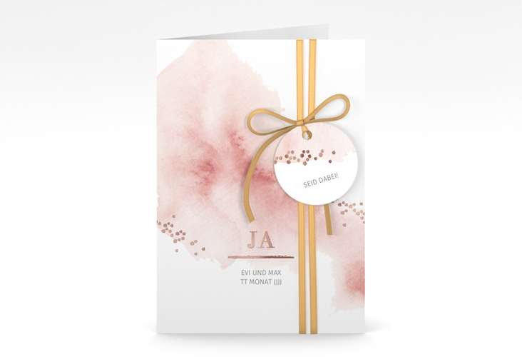 Einladungskarte Hochzeit Pastell A6 Klappkarte hoch rosegold