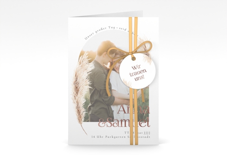 Einladungskarte Hochzeit Boholove A6 Klappkarte hoch rosegold