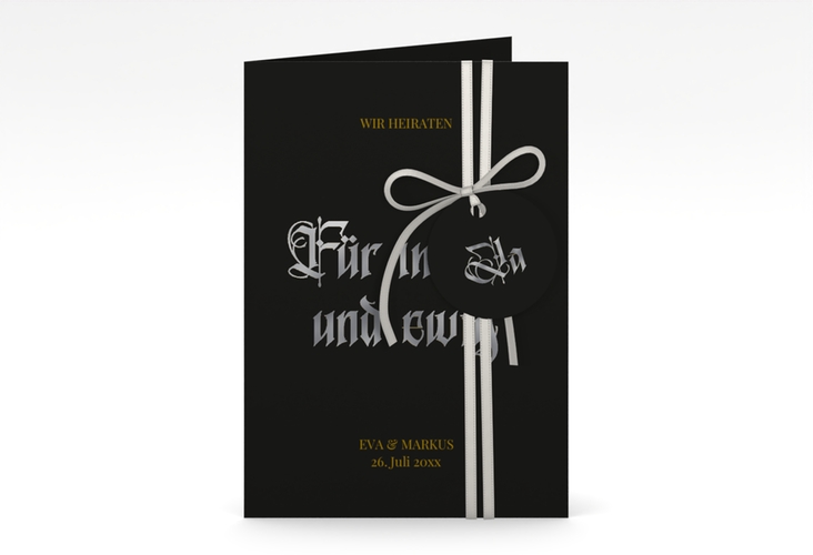 Einladungskarte Hochzeit Wednesday A6 Klappkarte hoch silber