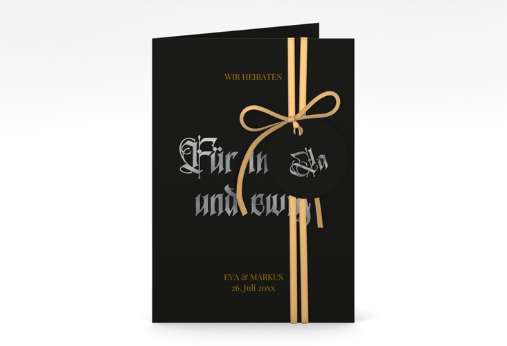 Einladungskarte Hochzeit Wednesday A6 Klappkarte hoch silber