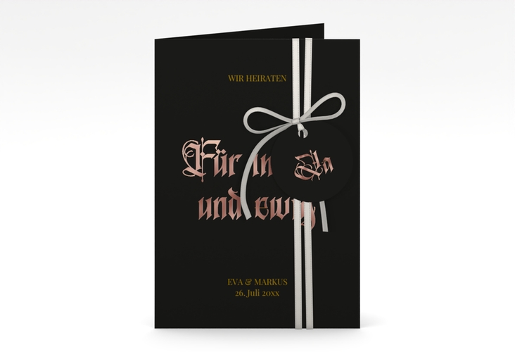 Einladungskarte Hochzeit Wednesday A6 Klappkarte hoch rosegold