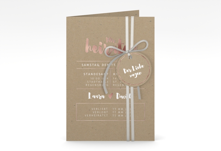 Einladungskarte Hochzeit Letterbox A6 Klappkarte hoch rosegold