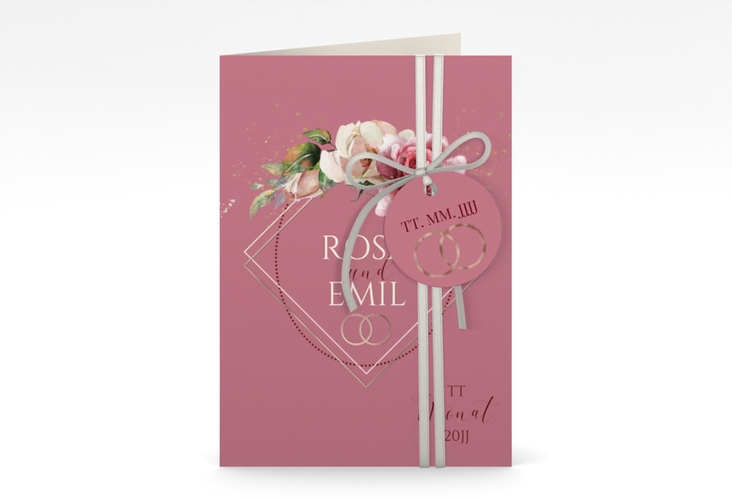 Einladungskarte Hochzeit Rosenbogen A6 Klappkarte hoch rosegold