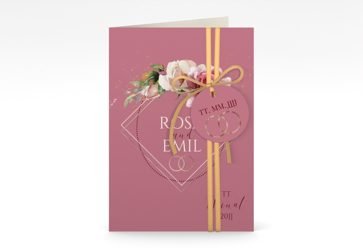 Einladungskarte Hochzeit Rosenbogen A6 Klappkarte hoch rosegold