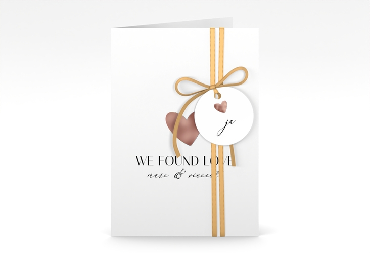Einladungskarte Hochzeit Liebesbote A6 Klappkarte hoch rosegold