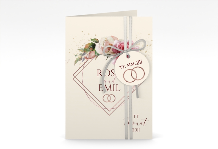 Einladungskarte Hochzeit Rosenbogen A6 Klappkarte hoch rosegold