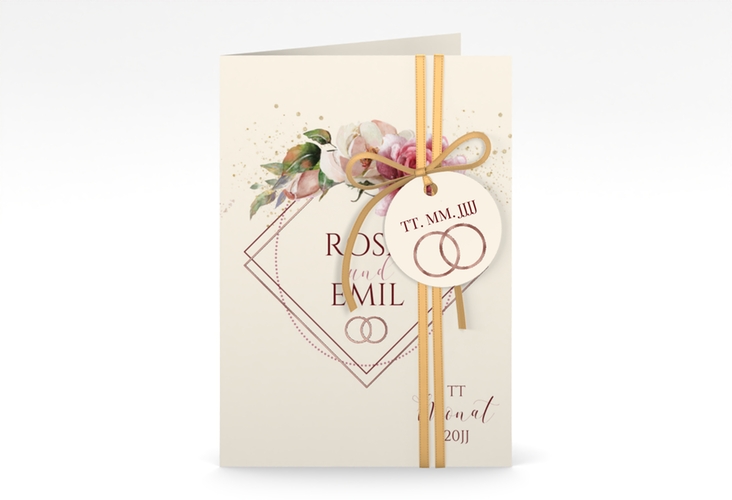 Einladungskarte Hochzeit Rosenbogen A6 Klappkarte hoch rosegold