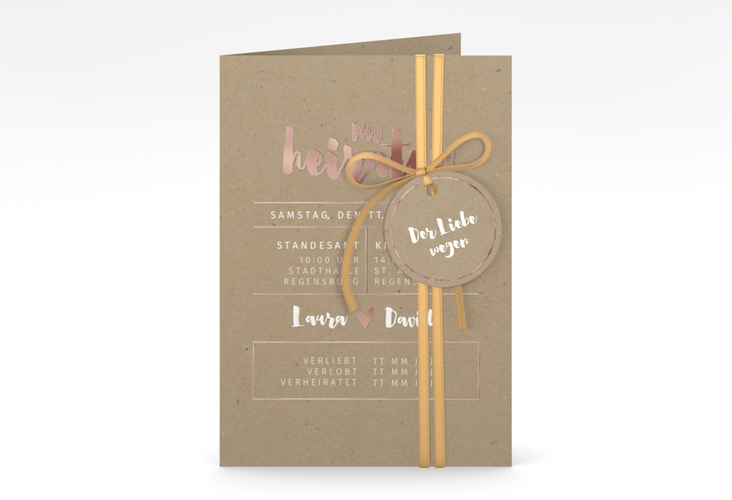 Einladungskarte Hochzeit Letterbox A6 Klappkarte hoch rosegold