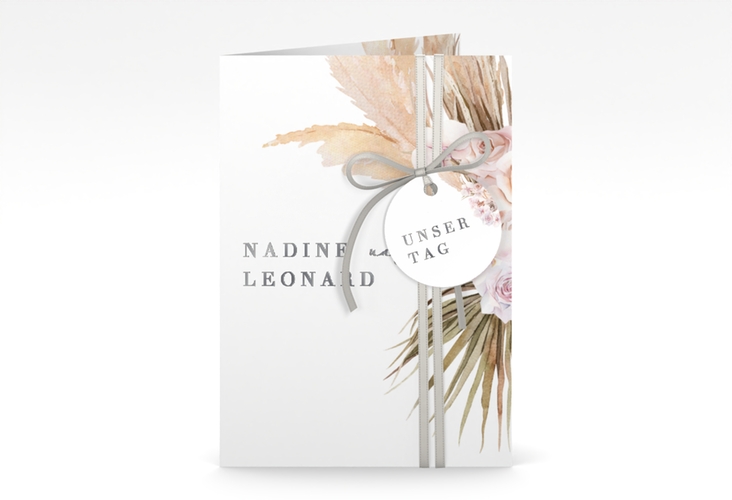 Einladungskarte Hochzeit Nude A6 Klappkarte hoch silber