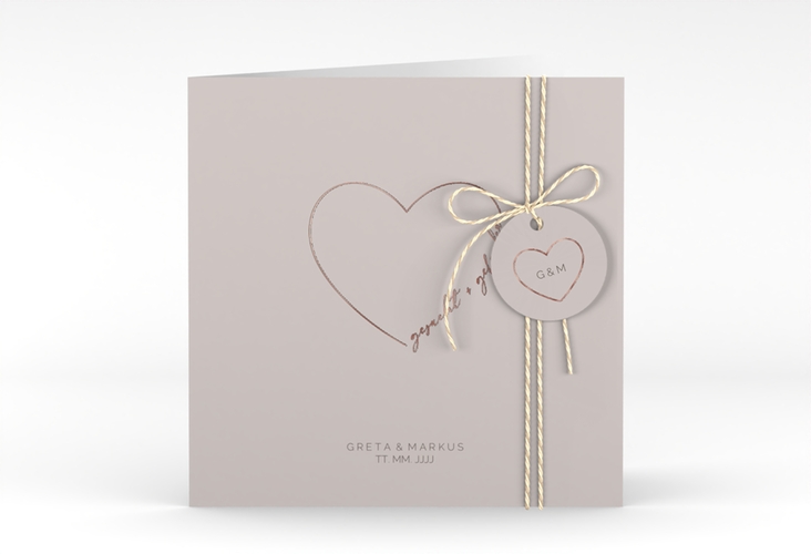 Hochzeitseinladung Lebenstraum quadr. Klappkarte grau rosegold
