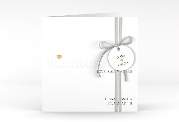 Hochzeitseinladung Embossing quadr. Klappkarte rot gold
