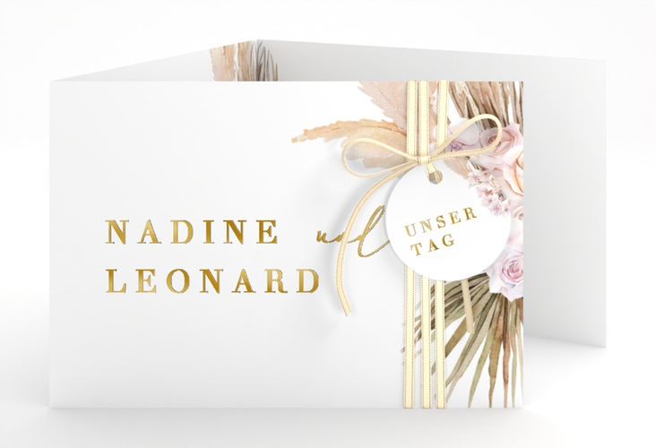 Hochzeitseinladung Nude A6 Doppel-Klappkarte gold