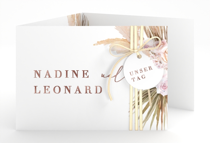 Hochzeitseinladung Nude A6 Doppel-Klappkarte rosegold