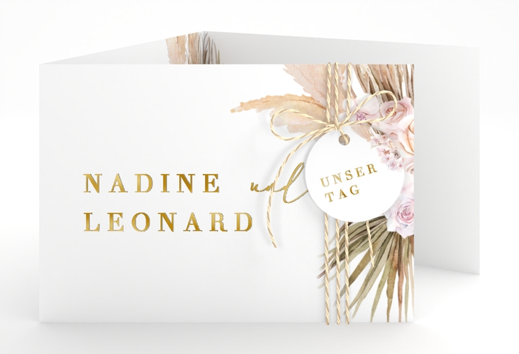 Hochzeitseinladung Nude A6 Doppel-Klappkarte gold