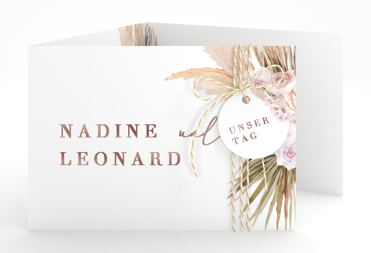 Hochzeitseinladung Nude A6 Doppel-Klappkarte rosegold