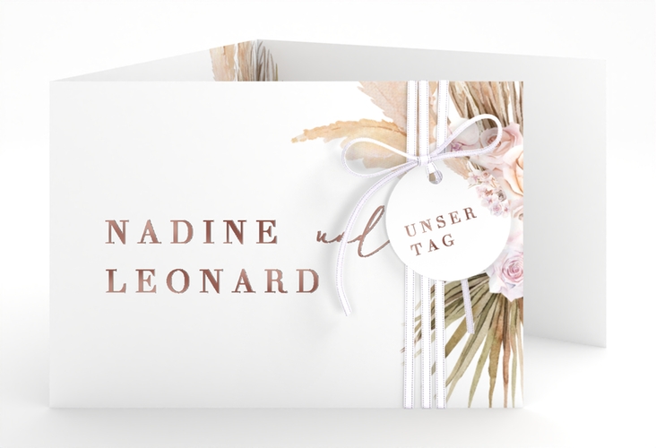 Hochzeitseinladung Nude A6 Doppel-Klappkarte rosegold