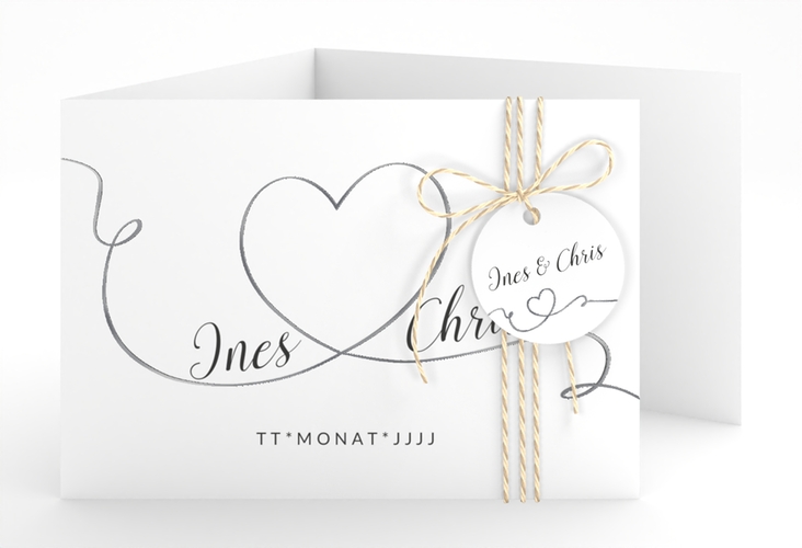 Hochzeitseinladung Dolce A6 Doppel-Klappkarte silber