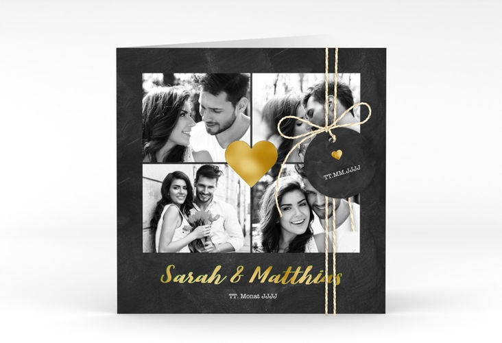 Hochzeitseinladung Sparkly quadr. Klappkarte gruen gold