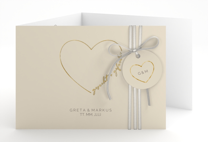 Hochzeitseinladung Lebenstraum A6 Doppel-Klappkarte gold